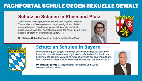 Bildausschnitte von der Webseite: Schutz an Schulen in Bayern und Rheinland-Pfalz